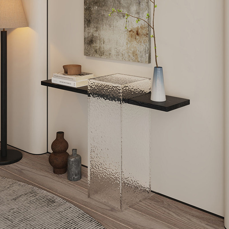 Modern Black Solid Wood Console Table, 39.37