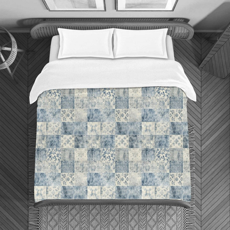 Housse de couette bleu / beige Orenthia, Housse de couette simple