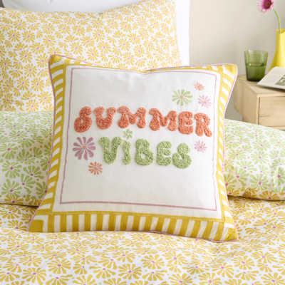 Summer Vibes Slogan Floral Multi Cushion
