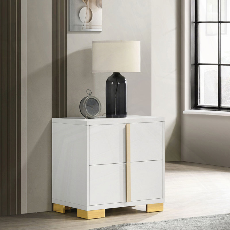 White 2-Drawer Nightstand