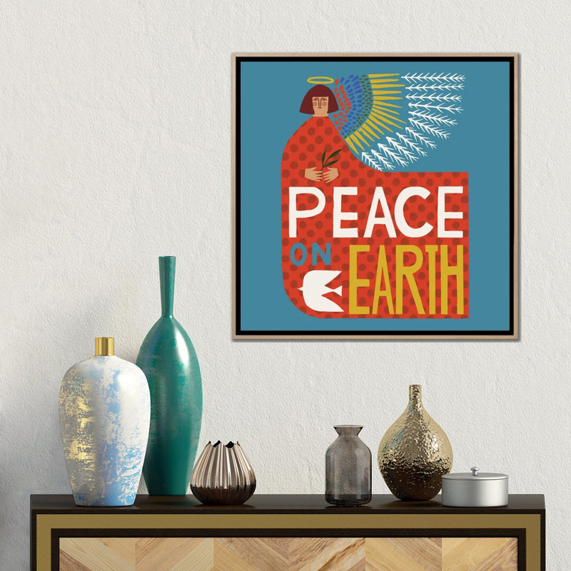 Peace Peace - reproduction d'art murale - toile encadrée, Beige, Impression encadrée sans passe-partout, H 18 po x l 18 po