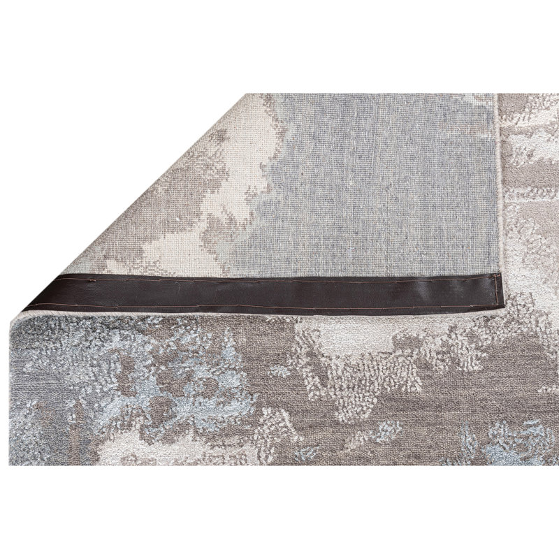 Handmade Silk and Wool Abstract Area Rug, Rectangle 9' x 12'