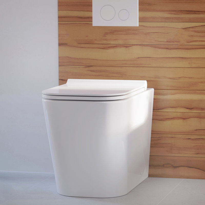 Concorde Square White Ceramic Back-to-Wall Toilet with Soft Close Seat