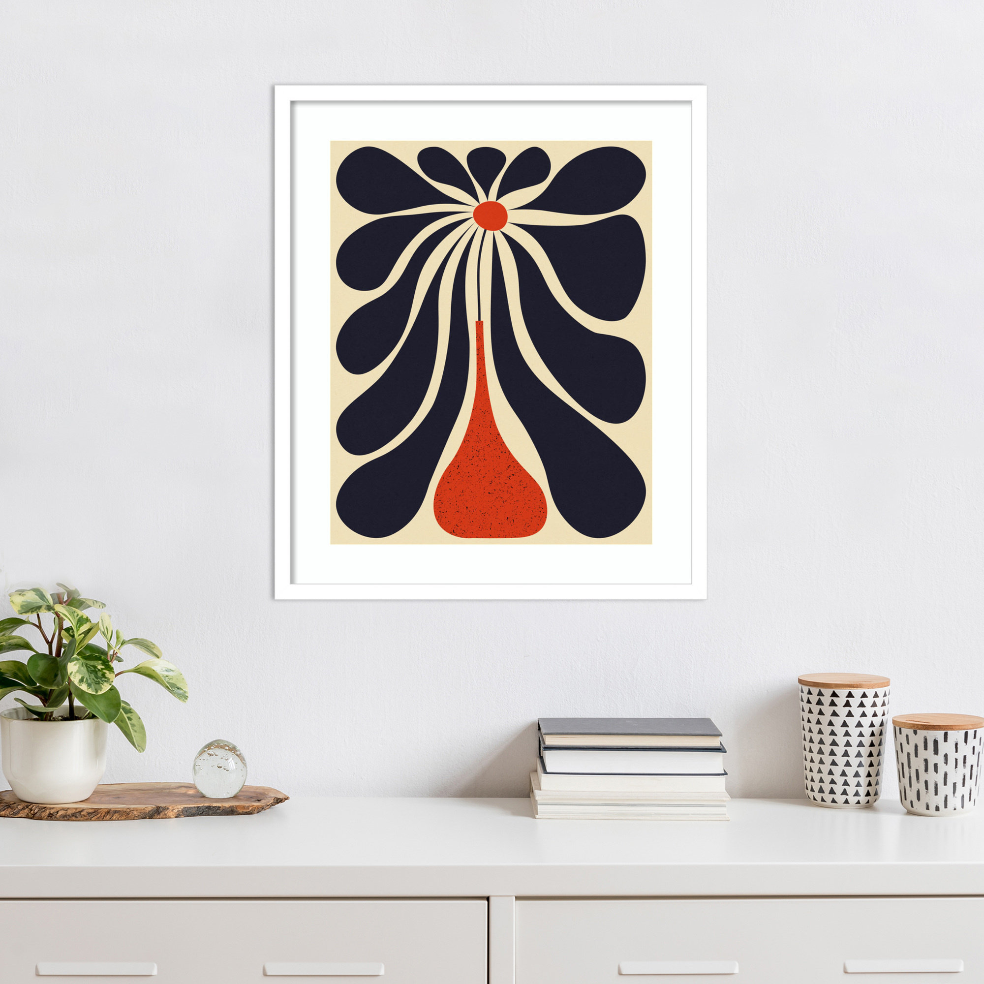 Lazy Flower by Alisa Galitsyna Wood Framed Wall Art Print, 25" H x 21" W, White Framed