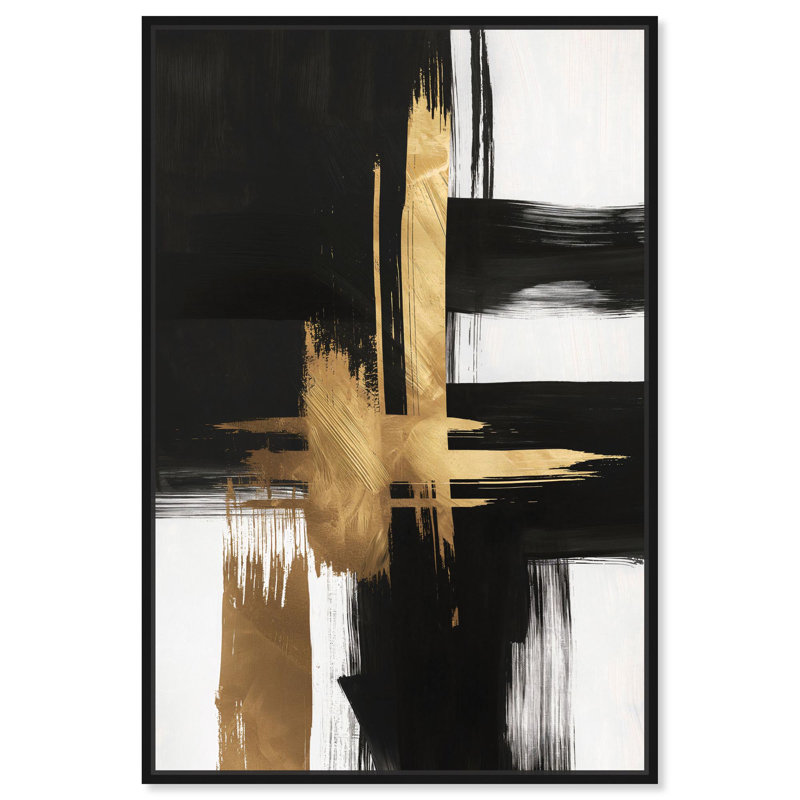 Golden Contrast I Canvas Gold Leaf Wall Art by Art Remedy, 16" H x 11" W, Black Framed