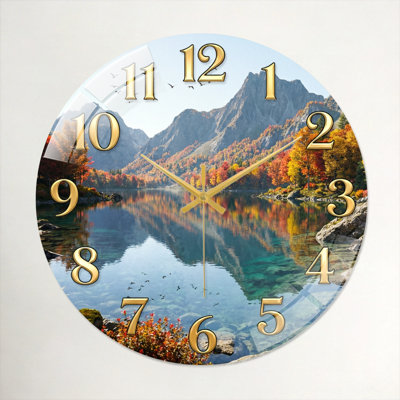 «Mountain Lake», horloge murale en verre