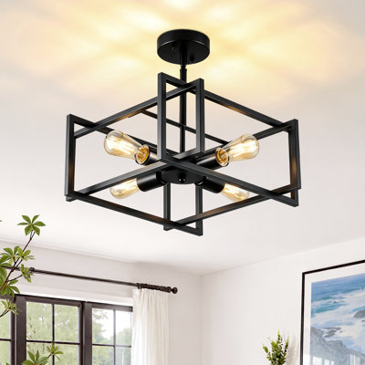4-Light Metal Semi Flush Mount Ceiling Light