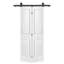 Porte de grange double en panneau de fibres à densité moyenne peinte noire 48 po x 80 po à 2 panneaux avec quincaillerie coulissante-126022750-126022752