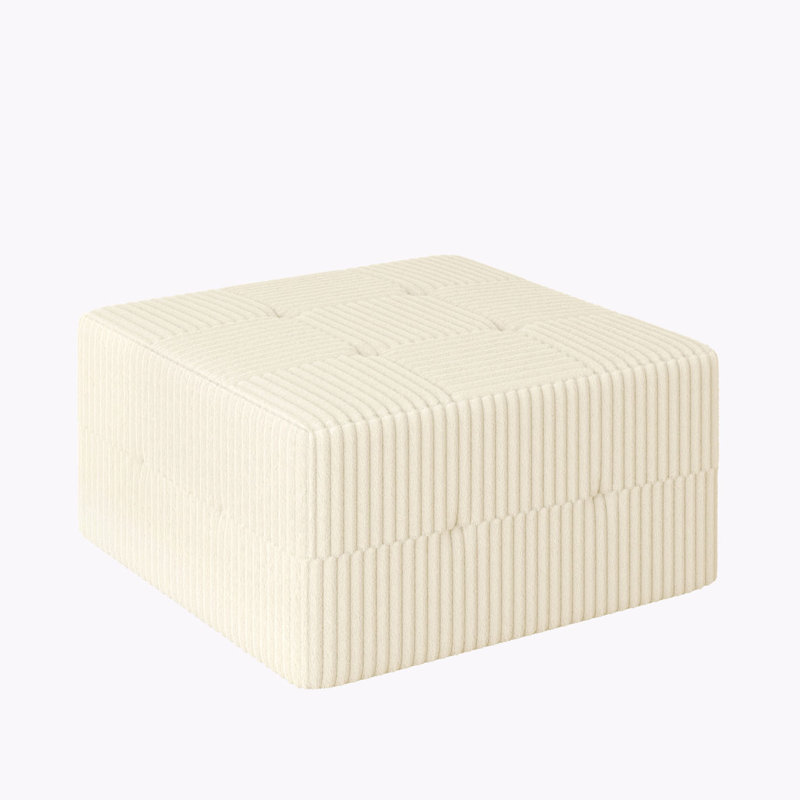 Corduroy Ottoman For Sectional Sofa, White