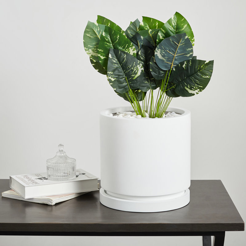 Pot à fleurs Finnly, Blanc, H 15,5 po x l 15,75 po x P 15,75 po