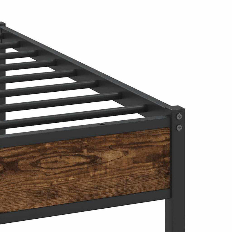 Metal Bed Frame Without Mattress, Smoked Oak, 193 x 201 cm