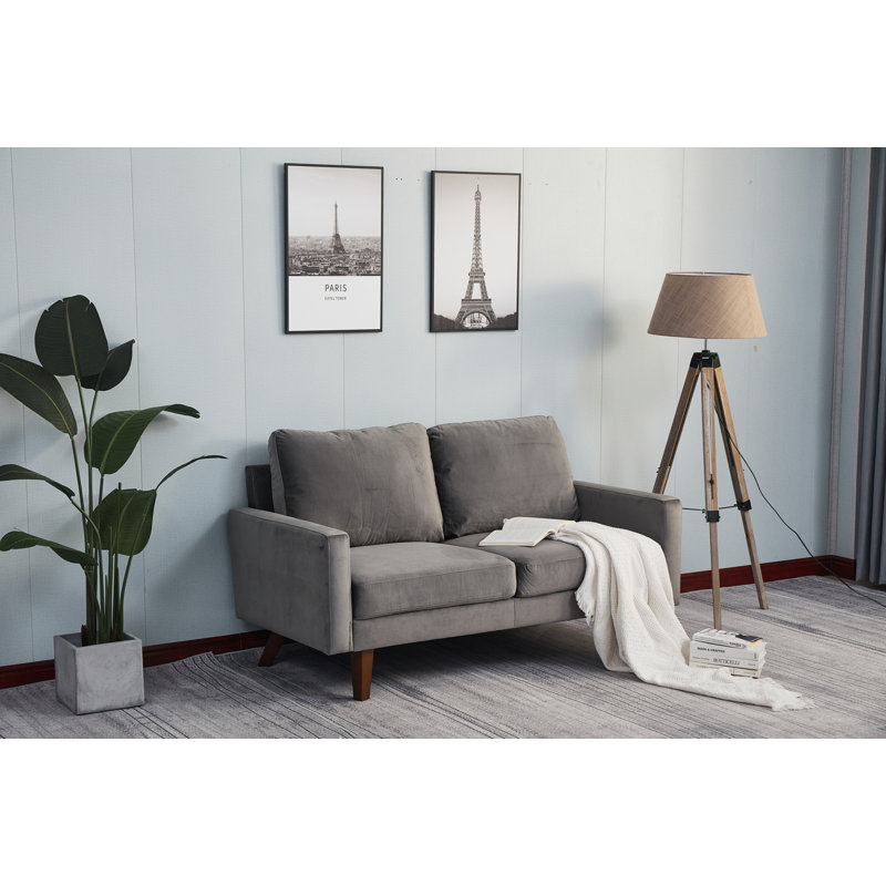 LOVESEAT, GRIS, Velours gris, H 34 po x l 58 po x P 33 po