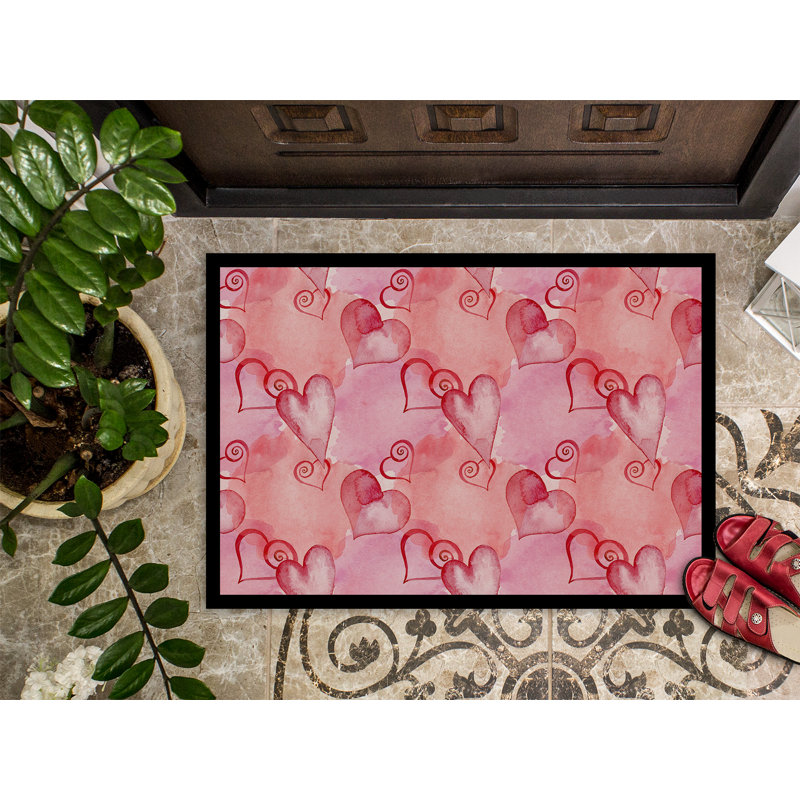 Tapis d'extérieur antidérapant Schofield, Rouge, Rectangle 1 pi 6 po x 2 pi 3 po