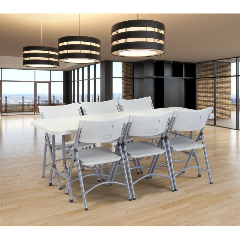 Table pliante robuste NPS, H 30 po x L 96 po x l 30 po, Gris clair moucheté