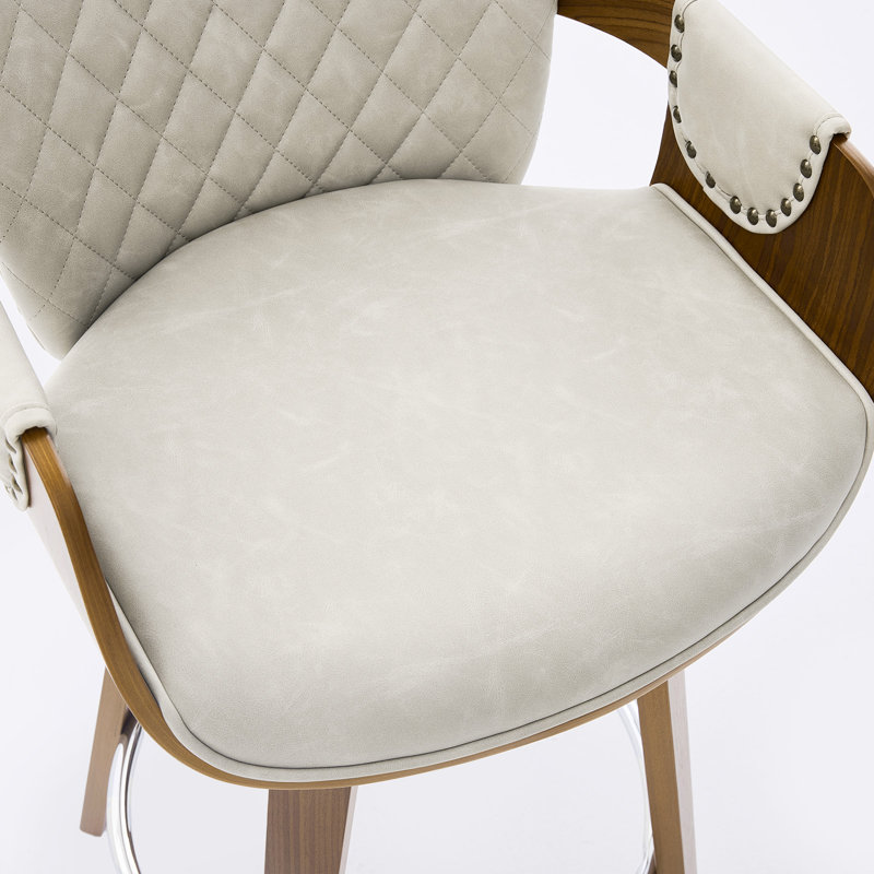 Modern Upholstered Swivel Counter Height Bar Stool, Griege