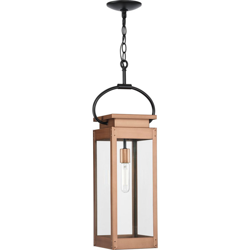 Lanterne suspendue d'extérieur en cuivre antique Ginseng 1 lumière H 27,37 po