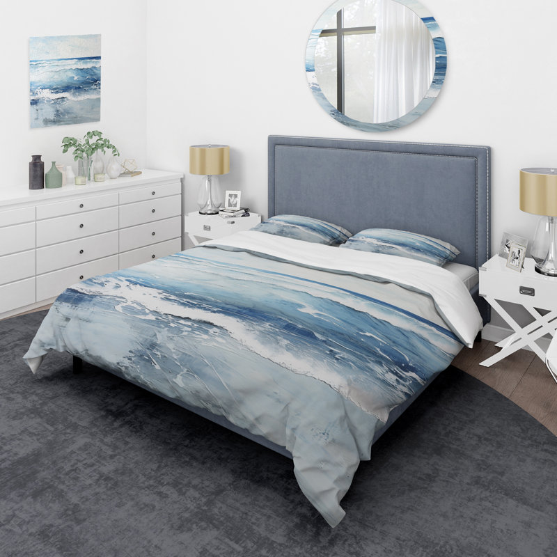 Ensemble de housse de couette Soft Color Minimal Beach Wave - Coastal Beach, Housse de couette très grand et 2 très grandes t