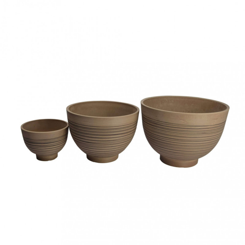 Keshana Synthetic Fiber Floor Vase, 32cm H x 45cm W x 45cm D, 3 pieces, Taupe