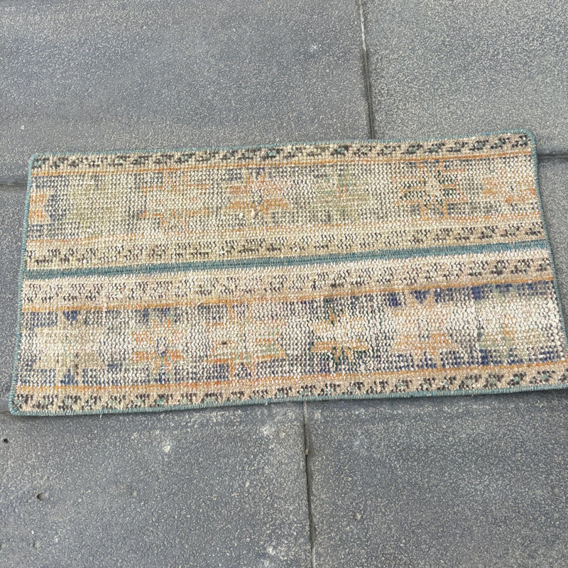 Vintage Handmade Turkish Rug with Geometric Pattern Ideal for Bohemian Style Home Decor