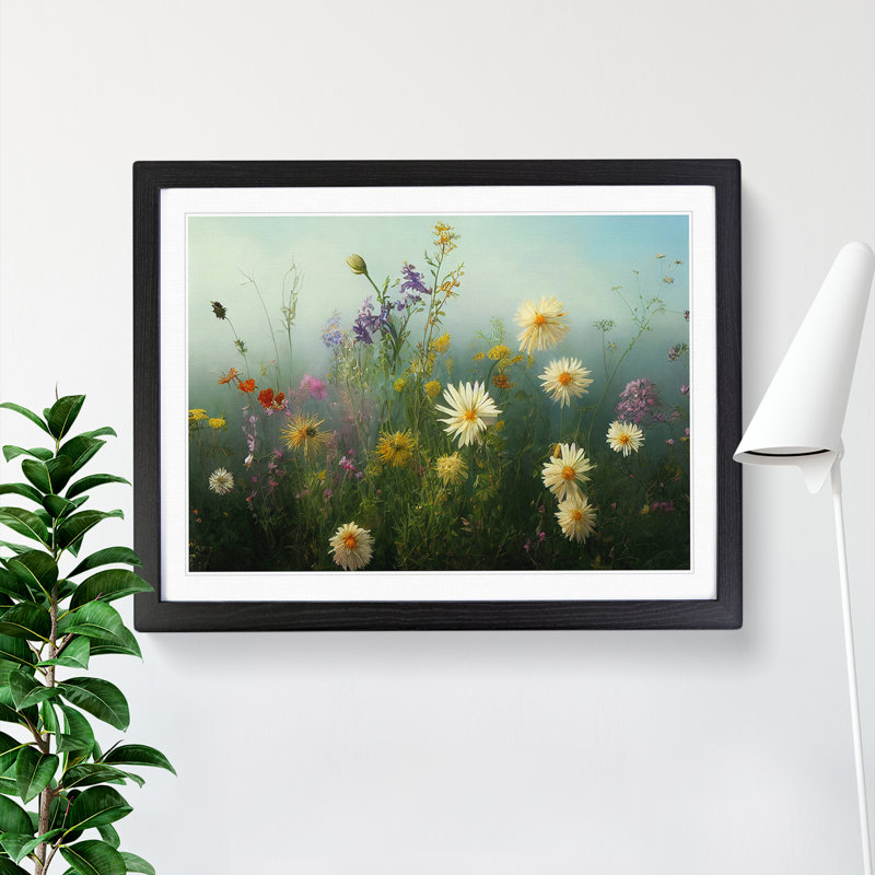 Resplendent Wildflowers - Single Picture Frame Painting, Black Framed, 46cm H x 64cm W x 2cm D