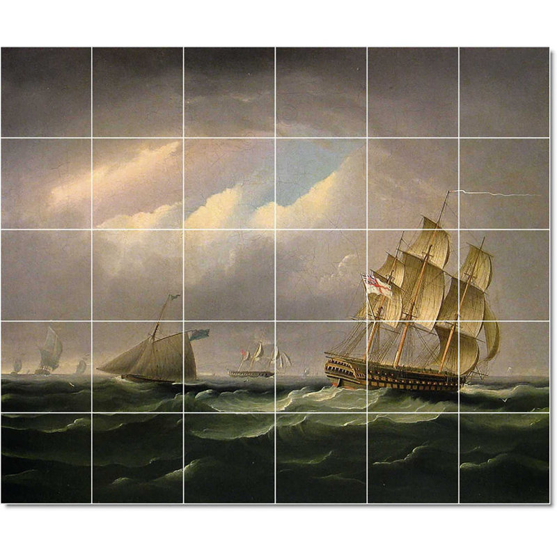 Carreau de peinture murale 25,5 po x 21,25 po 4,25 po x 4,25 po, Bateau-bateau James Buttersworth W22175