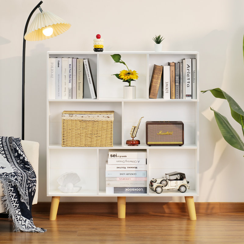 8 Cube Book Shelf,3 Tier Bookshelf With Legs, Modern Open Storage Organizer,Boho Bookcase,Display Cabinet Shelf Free Standing Bookshelves For Bedroom,Living Room,Office