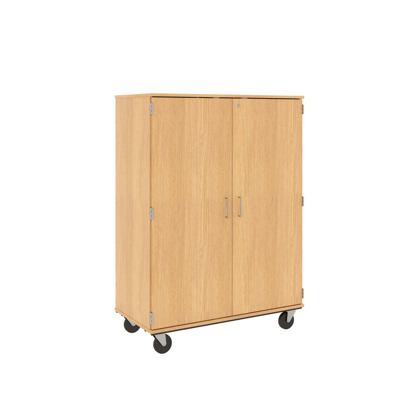 Armoire de salle de classe à 5 compartiments avec roulettes, Chêne du château