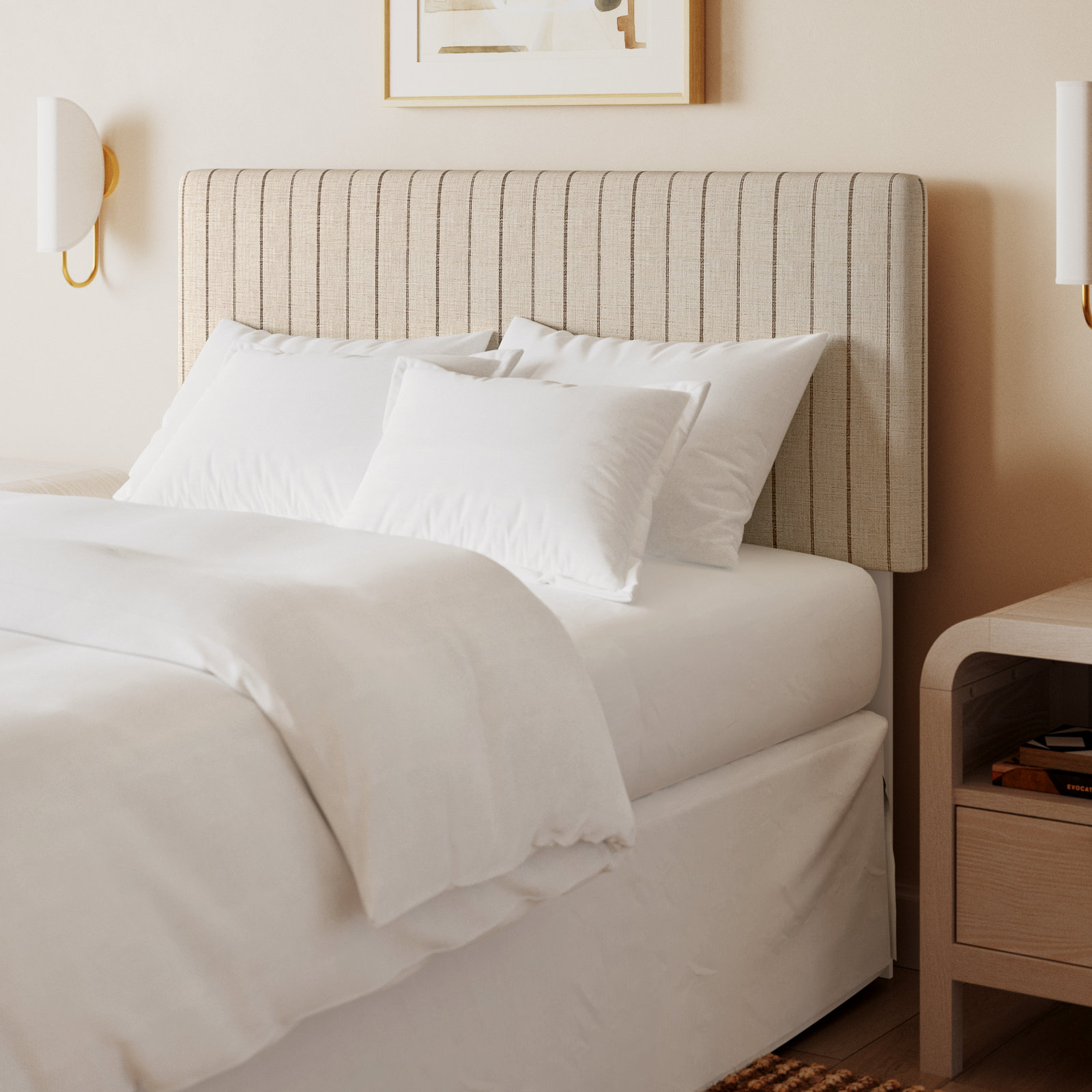 Eisley Upholstered Panel Headboard, King, Fritz Charcoal Stripe