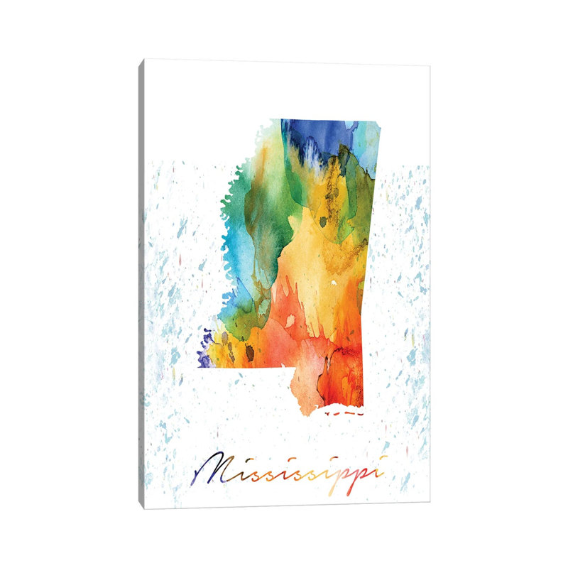 Mississippi State Colourful - Wrapped Canvas Painting, 66.04cm H x 45.72cm W x 1.91cm D