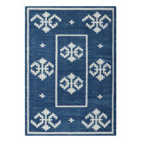 Rug & Kilim’S Contemporary Dhurrie Rug In Blue With White Geometric Medallions