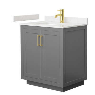 Ensemble de meuble-lavabo simple autoportant 30 po avec plateau en marbre Miranda