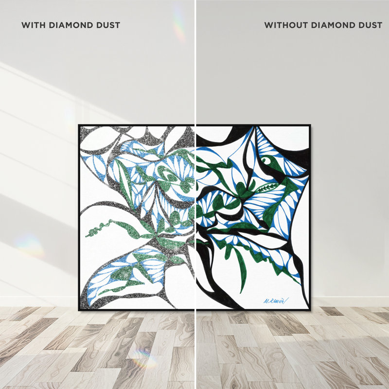 Manuel Roman - Swirling Ferns Canvas Abstract Print by Oliver Gal, Black Frame, 20 x 16, 25"H x 31"W, Black Floater Frame