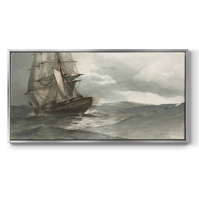 Nautical Series-CCDXL- Toile tendue avec châssis tendue - Prêt à accrocher, H 21 po x l 41 po, Argent argent