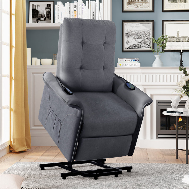 Fauteuil inclinable électrique de 28 po de large avec masseur Blome, Gris foncé
