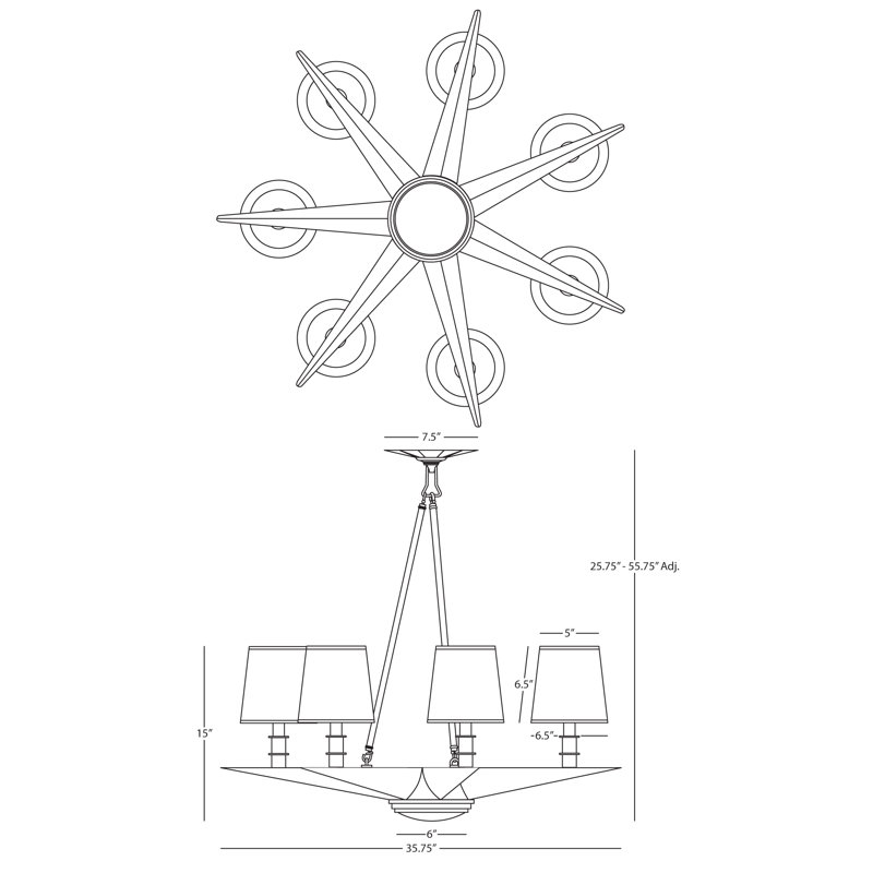 Cosmos 8 - Light Chandelier, Antique Silver