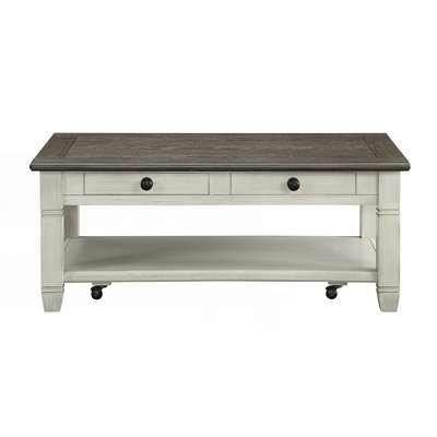 Table basse avec roulettes, 2 tiroirs et tablette inférieure, table centrale