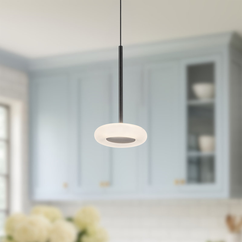 Stephord 1 - Light LED Pendant, White, Black, Frosted Glass