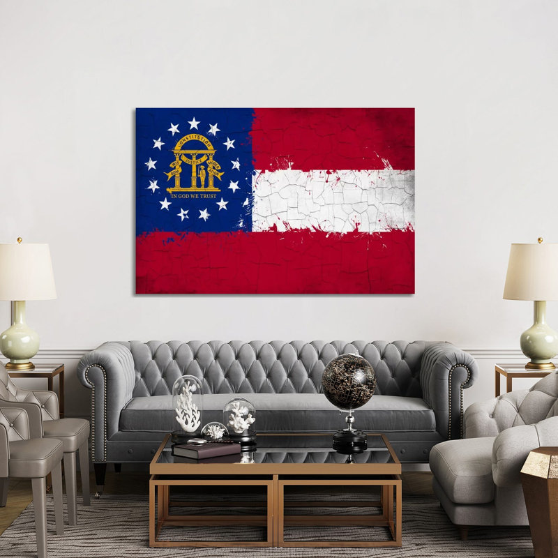 Georgia Cracked Fresh Paint State Flag by ICanvas - Wrapped Canvas Gallery-Wrapped Canvas Giclée, 152.5 cm H x 101.5 cm W