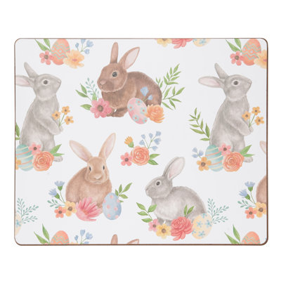 Spring Floral Bunny Hardboard Placemat