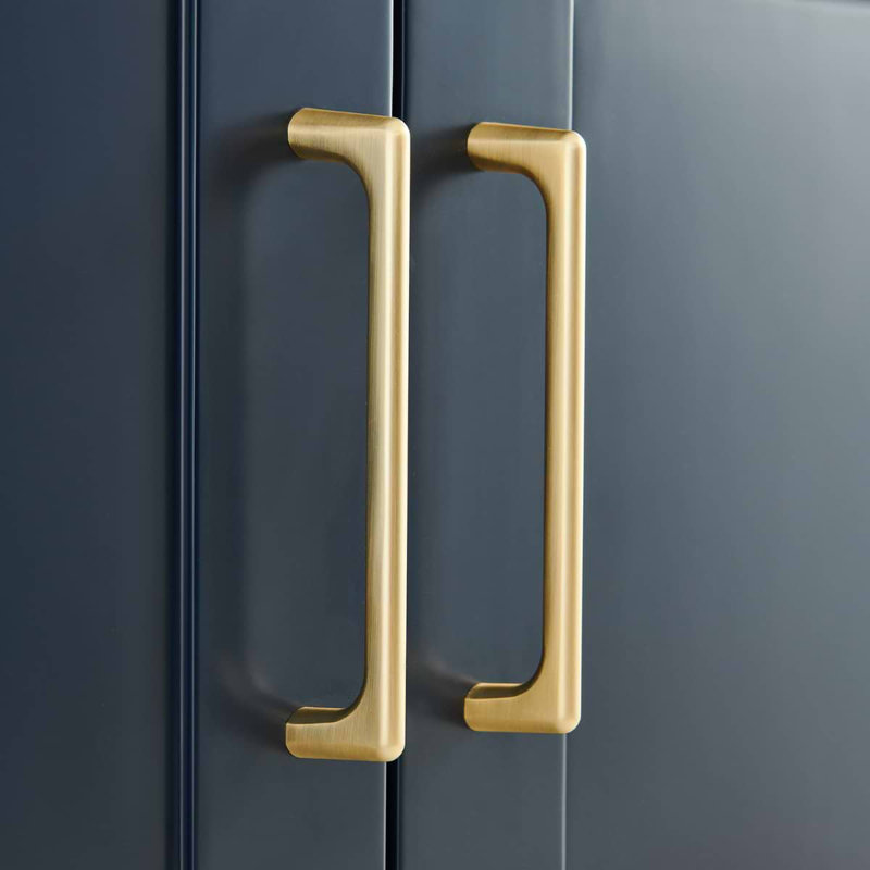 Sheraton 30" Freestanding Standard Single Bathroom Vanity with Top, Navy, Gold Zinc Alloy