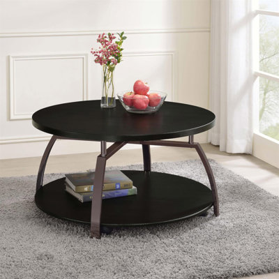 Table basse ronde gris foncé et nickel noir