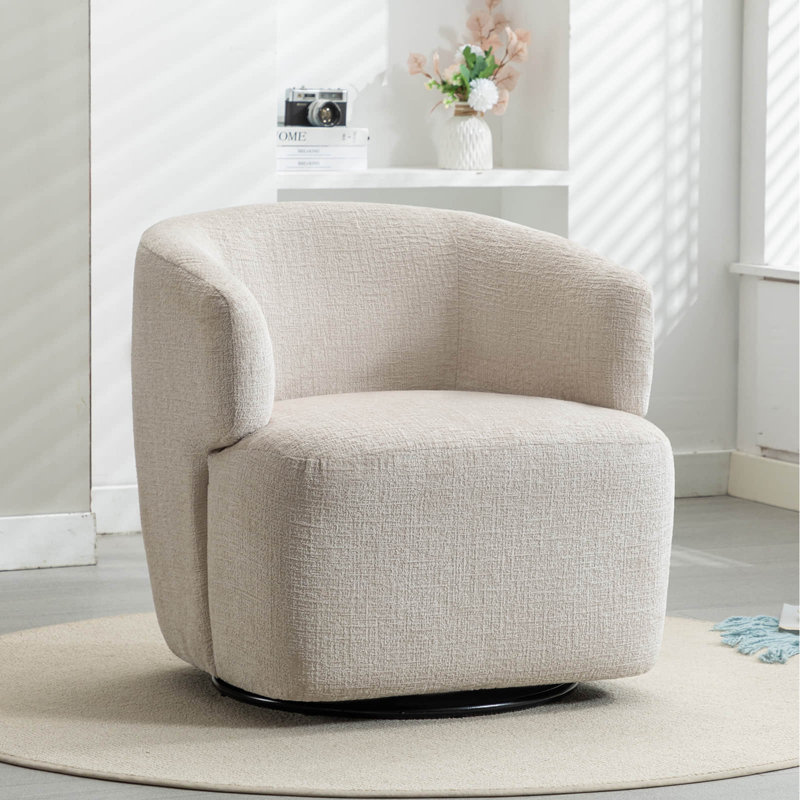 Fauteuil d'appoint pivotant de 30 po de largeur et sans assemblage, Chenille beige