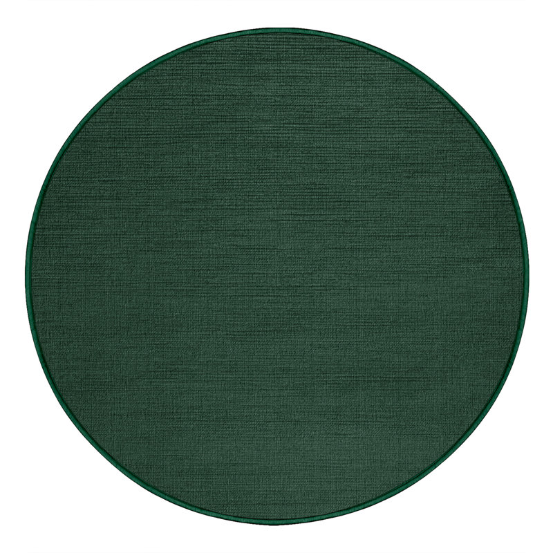 Machine Washable Solid Green Area Rug, Round 8'
