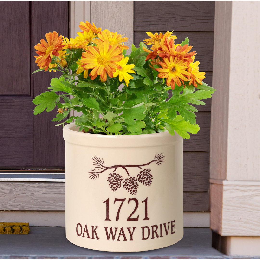 Woodlynne Personalized Pine Bough 1-Piece Ceramic Pot Planter August Grove® 