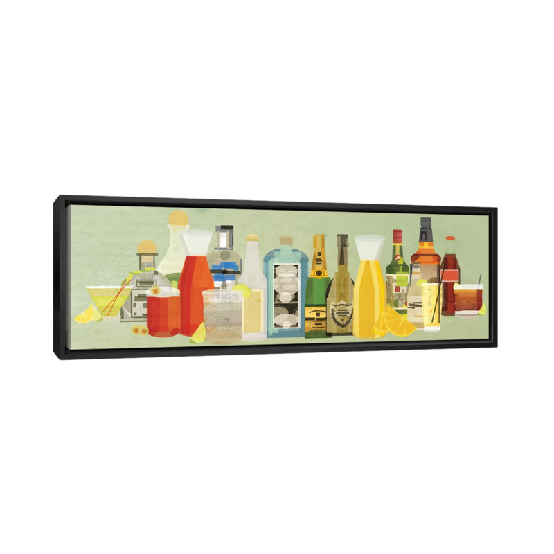 Classic Cocktail Pano, art mural sur toile tendue, H 12 po x l 36 po x 1,5 po, Cadre noir