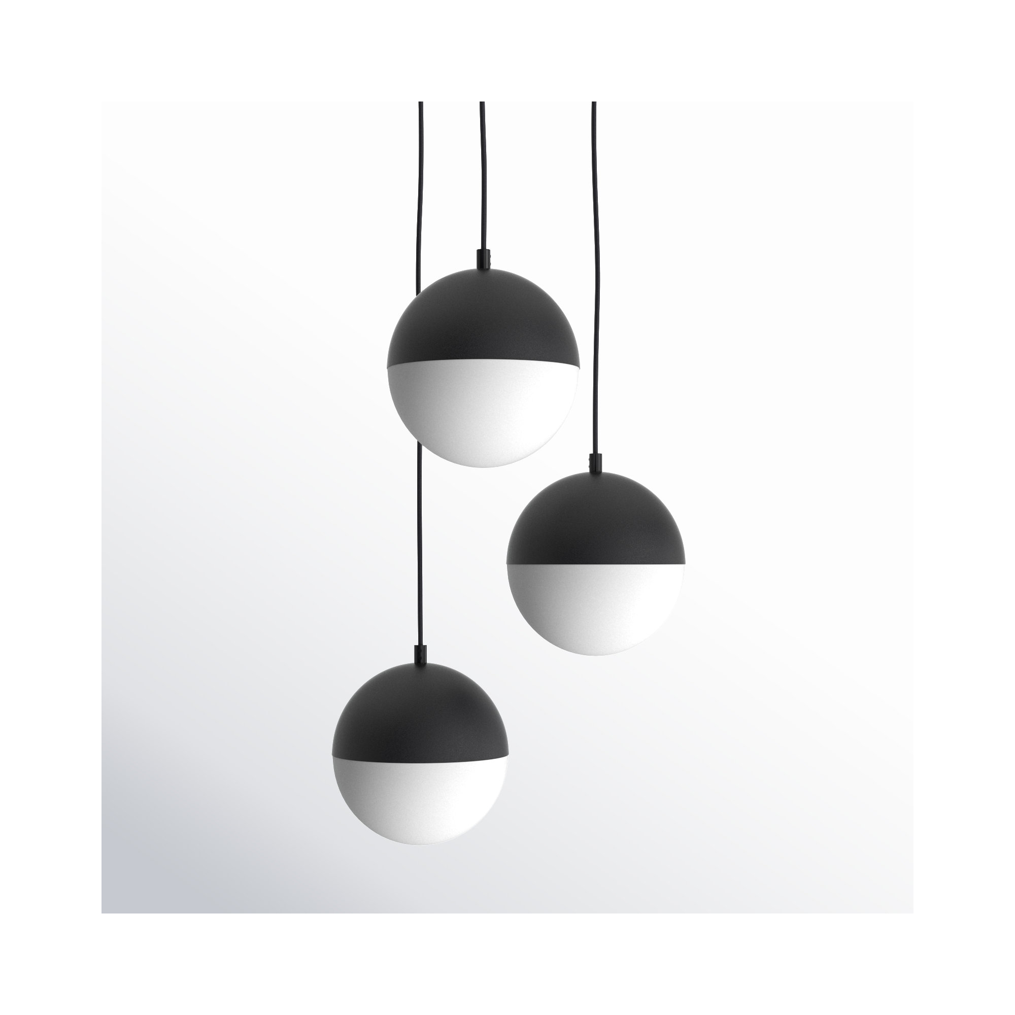 Hastings 3 Light Glass Dimmable Pendant, Black