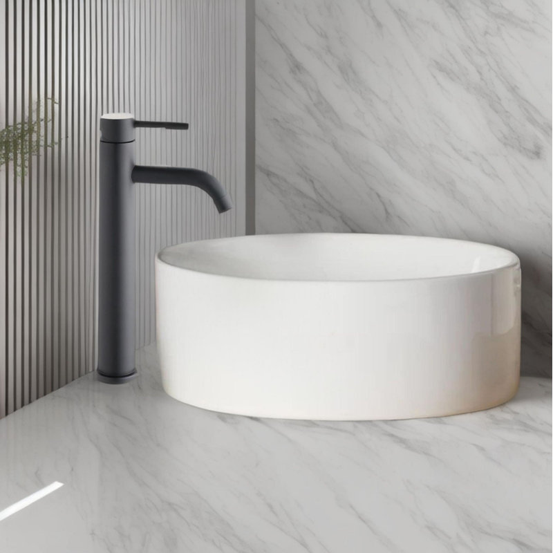 Grands robinets modernes pour salle de bain à poignée simple , Noir mat