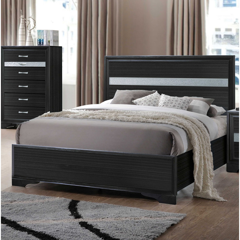 Luftar Bed, Platform Bed, Bed Frame, Full, Black