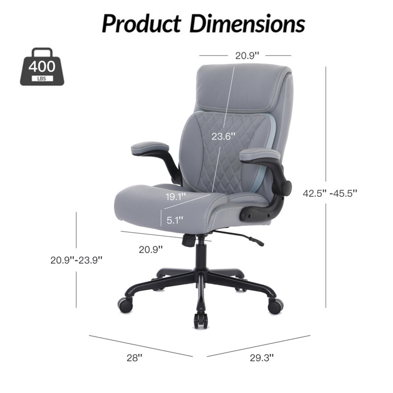 Fauteuil de direction ergonomique en similicuir avec repose-tête Llambrini, Gris