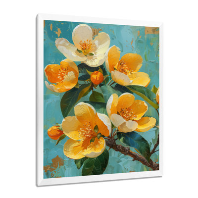 Yellow Blue Apple Blossom Blooming Beauty - Apple Blossom Wall Art